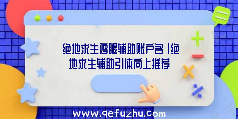 「绝地求生鸡腿辅助账户名」|绝地求生辅助引体向上推荐